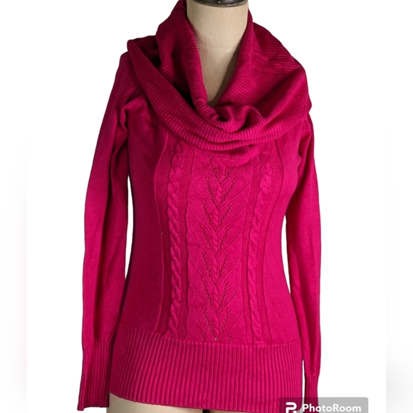 Buffalo David Button Hot Pink Cowl Neck. Sweater , M, EUC - Picture 1 of 4